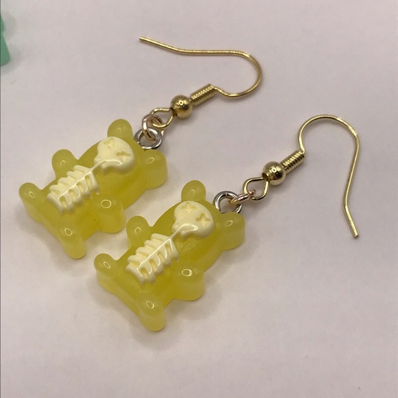 Skeleton Gummy Bear Handmade Earring Set Perfect for Halloween - Picture 6 of 8